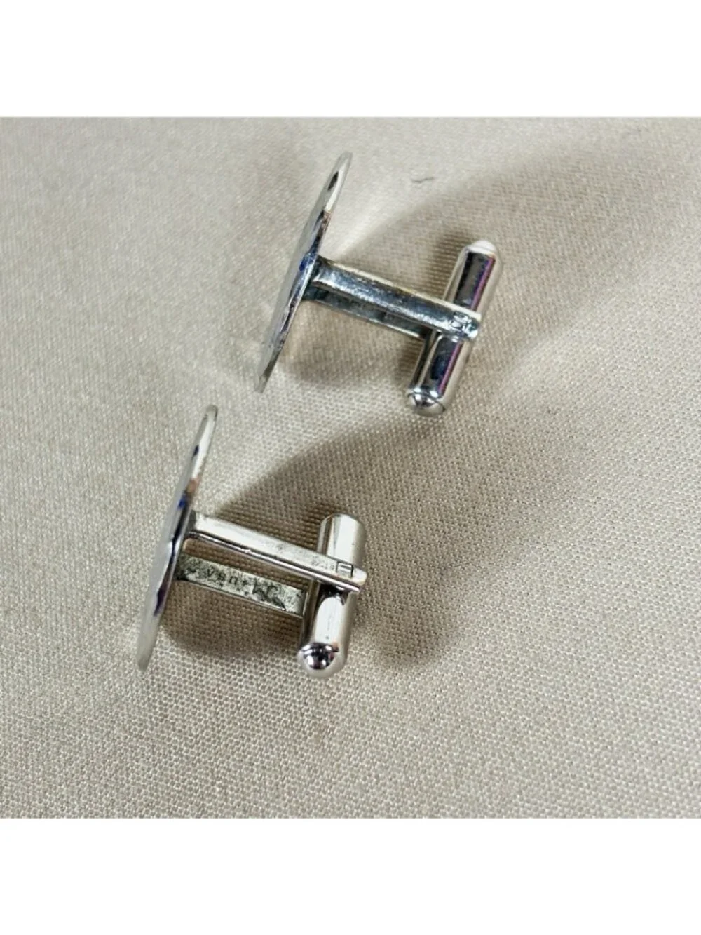 Vintage Signed Sterling Silver Starburst Etched Cufflinks Set A5